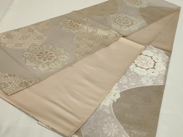 平和屋着物◎六通柄袋帯 花唐草文 銀糸 正絹 逸品 AABH5213ou