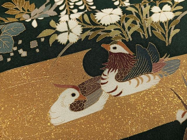 平和屋着物●豪華色留袖 鴛鴦草花文 金彩 正絹 逸品 AABH5244ph