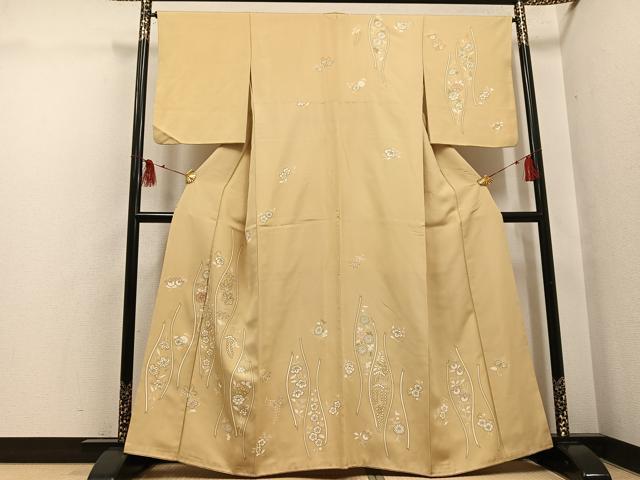 平和屋着物●訪問着　友禅　駒刺繍　立涌草花文　金彩　正絹　逸品　AABH5250ph 平和屋着物○訪問着 友禅 駒刺繍 立涌草花文 金彩 正絹 逸品