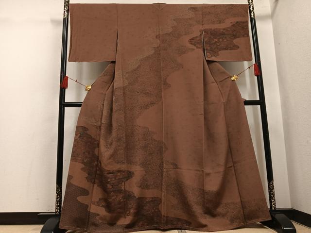 平和屋着物●人間国宝・南部芳松の息子 伝統工芸伝承者彫刻・南部幸雄 型染 訪問着 草花文 鬼しぼ縮緬 正絹 逸品 未使用 AABH5256ph