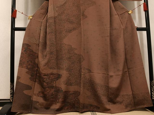 平和屋着物●人間国宝・南部芳松の息子 伝統工芸伝承者彫刻・南部幸雄 型染 訪問着 草花文 鬼しぼ縮緬 正絹 逸品 未使用 AABH5256ph