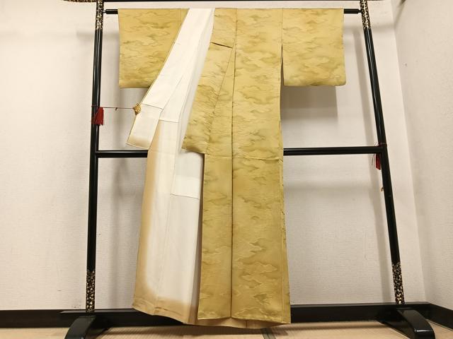 平和屋着物●上質な小紋 霞芝地紋 暈し染め 正絹 逸品 AABH5268ph