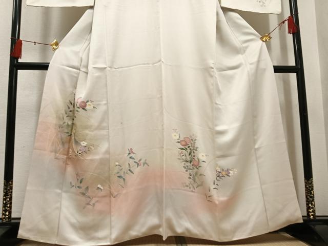 平和屋着物●訪問着 友禅 花鳥文 暈し染め 金彩 正絹 逸品 AABH5273ph