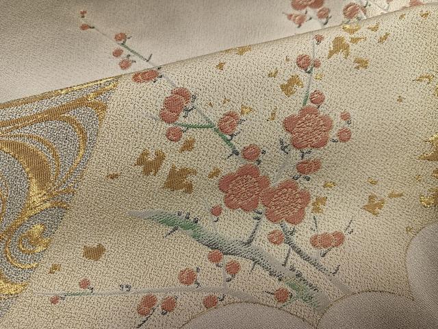 平和屋着物●豪華色留袖 寿光織 紅白梅 暈し染め 金糸 正絹 逸品 AABH5281ph
