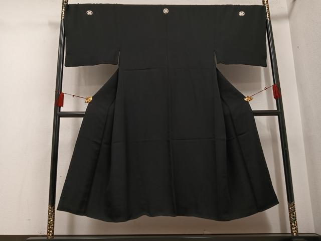 平和屋着物●男性 黒紋付 正絹 逸品 AABH5297ph