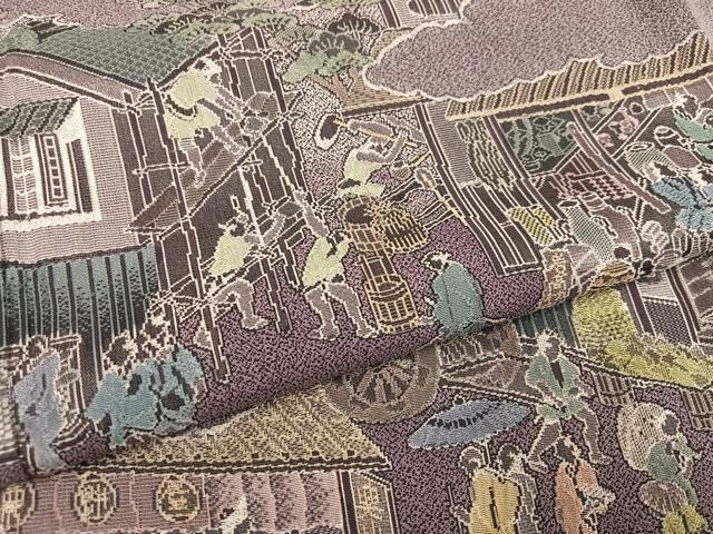 平和屋着物●日本画家 霜鳥忍の世界 彩天目織 お召 訪問着 彩り天目織 人物風景文 正絹 逸品 AABH5305ph