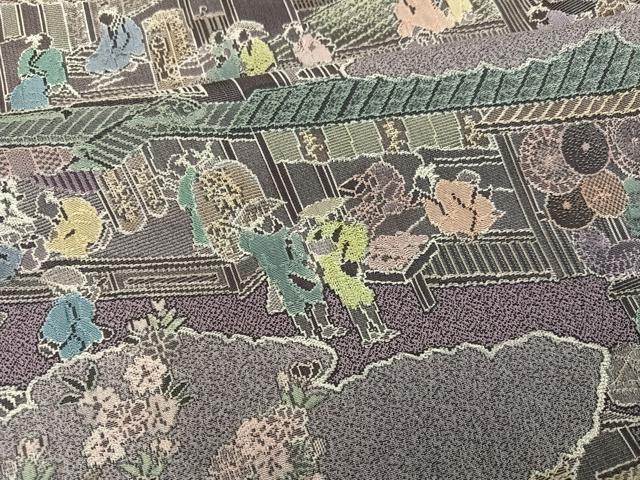 平和屋着物●日本画家 霜鳥忍の世界 彩天目織 お召 訪問着 彩り天目織 人物風景文 正絹 逸品 AABH5305ph