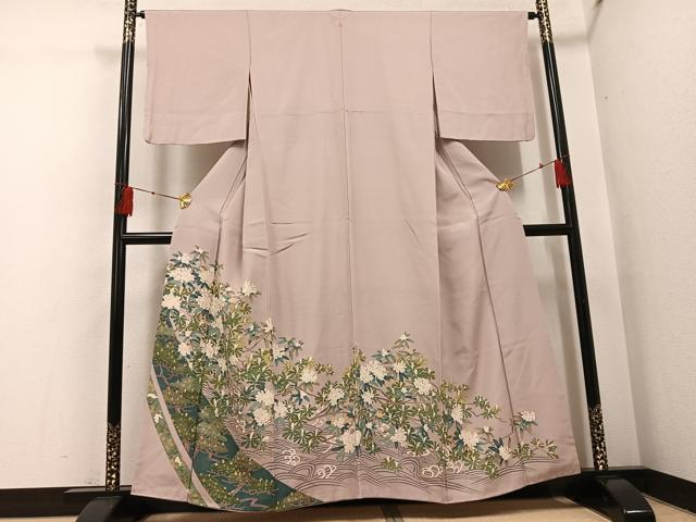 平和屋着物●豪華色留袖 友禅 草花文 正絹 逸品 AABH5306ph