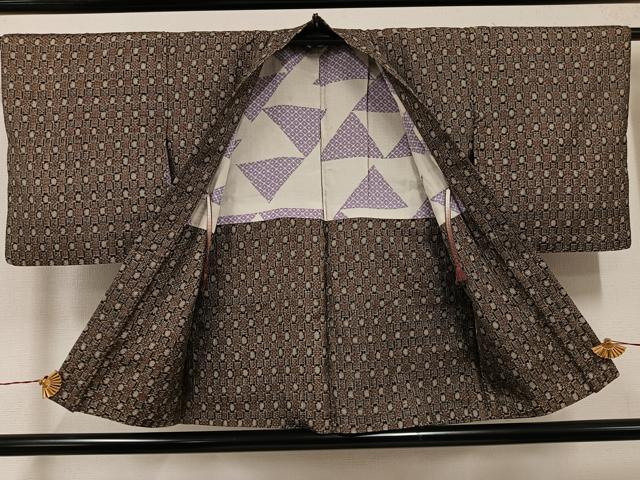 平和屋着物●アンティーク大島 本場大島紬 アンサンブル 正絹 逸品 AABH5312ph
