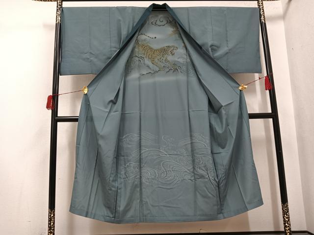 平和屋着物●男性 長襦袢 無双仕立て 作家物 虎 龍 正絹 逸品 AABH5313ph