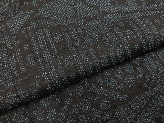 平和屋着物●結城紬 100亀甲 飛び亀甲 吉祥花文 正絹 逸品 AABH5331ph