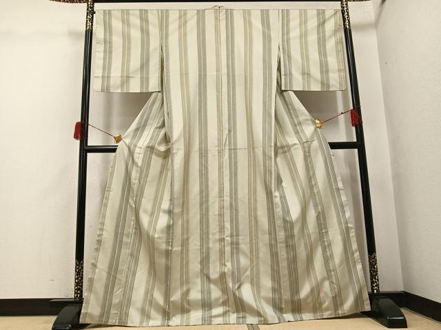 平和屋着物●本場縞大島紬 間道 正絹 逸品 AABH5339ph