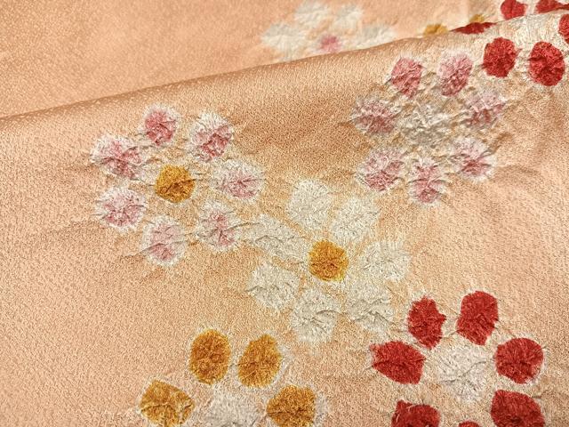平和屋着物●上質な小紋 絞り 花尽くし 正絹 逸品 AABH5344ph