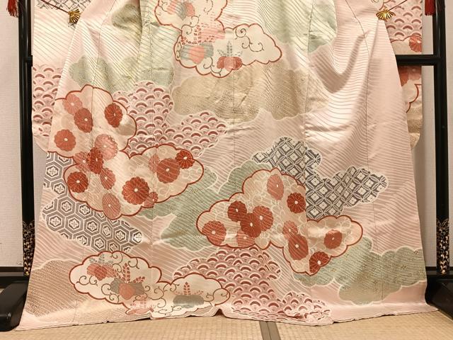 平和屋着物●豪華振袖 雲重ね吉祥花文 金彩 正絹 逸品 AABH5358ph