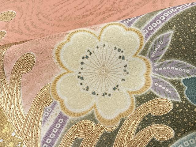 平和屋着物●豪華振袖 舞花文 暈し染め 金彩 松坂屋扱い 正絹 逸品 AABH5360ph