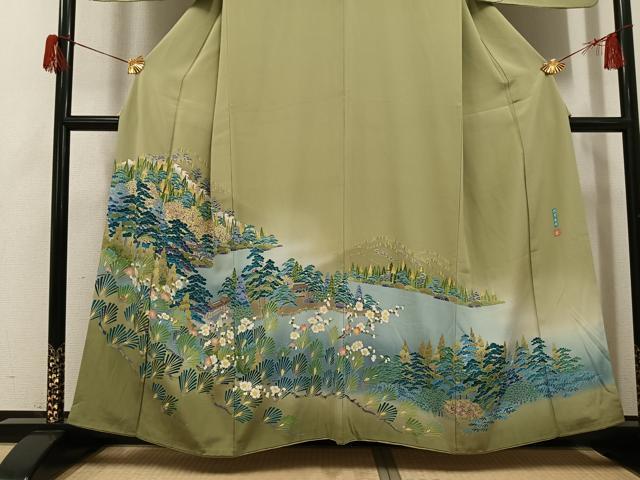 平和屋着物●訪問着 友禅 作家物 風景草花文 彩賀旅情 暈し染め 正絹 逸品 AABH5363ph