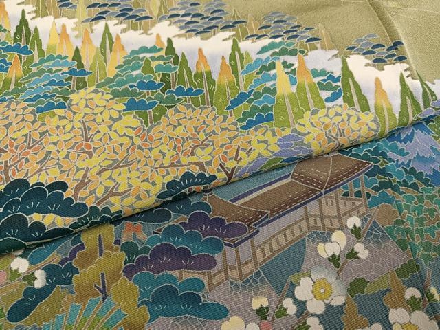 平和屋着物●訪問着 友禅 作家物 風景草花文 彩賀旅情 暈し染め 正絹 逸品 AABH5363ph