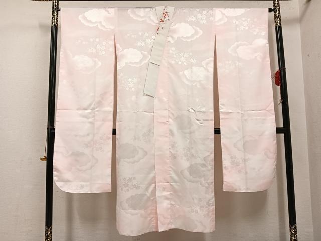 平和屋着物●振袖用長襦袢 無双仕立て 草花地紋 暈し染め 半衿刺繍 洗える着物 AABH5375ph
