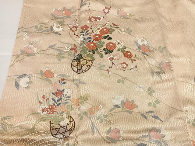 平和屋着物●訪問着 立波花籠文 暈し染め 金銀彩 鈴乃屋扱い 正絹 逸品 AABH5385ph