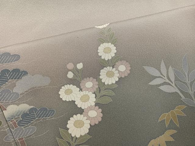 平和屋着物●訪問着 友禅 草花風景籬文 暈し染め 正絹 逸品 AABH5386ph