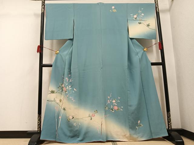 平和屋着物●訪問着 友禅 枝花文 暈し染め 正絹 逸品 AABH5387ph
