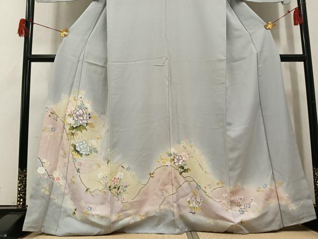 平和屋着物●訪問着 友禅 枝花文 暈し染め 正絹 逸品 AABH5388ph