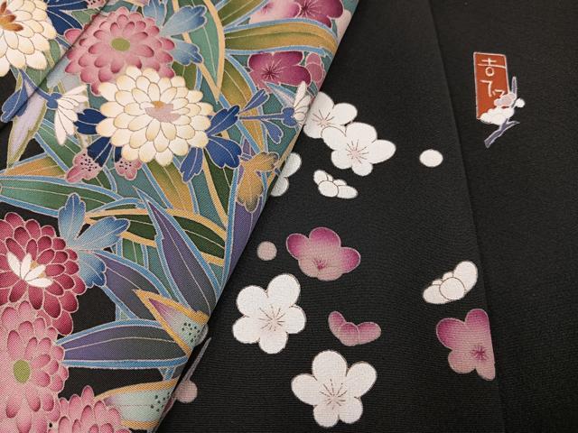 平和屋着物●豪華黒留袖 友禅 作家物 草花文 正絹 逸品 未使用 AABH5396ph