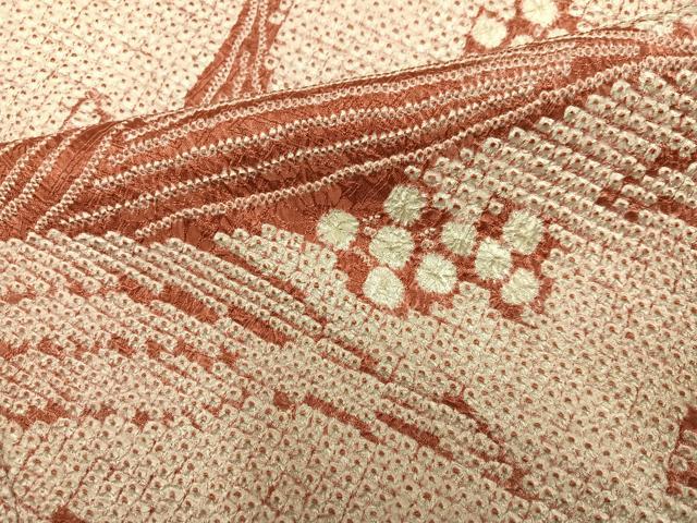 平和屋着物●訪問着 駒刺繍 絞り 草花文 正絹 逸品 AABH5397ph