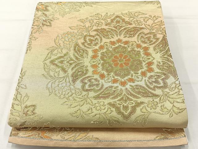 平和屋着物◎六通柄袋帯 正倉院花文 金糸 正絹 逸品 AABH5408uk