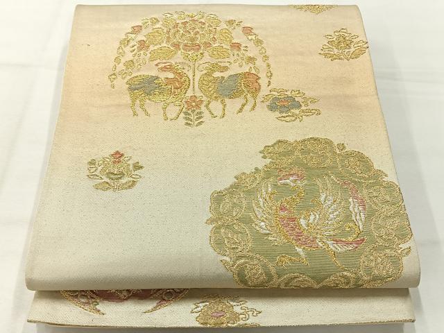 平和屋着物◎六通柄袋帯 鳥獣花文 金銀糸 正絹 逸品 AABH5422uk