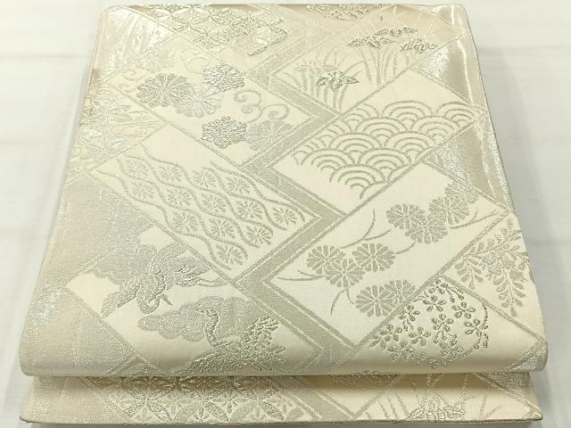 平和屋着物●両面　六通柄袋帯　畝織　市松華文　金銀糸　正絹　逸品　CABE0165hy 平和屋着物◎両面 全通柄袋帯 文字文 金銀糸 正絹 逸品 CABE8345oy