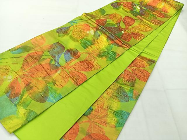 平和屋着物◎西陣 京藝謹製 六通柄袋帯 枝葉文 金糸 正絹 逸品 AABH5436uk