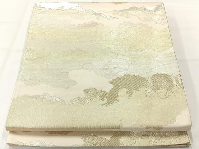 平和屋着物◎六通柄袋帯 風景文 金銀糸 正絹 逸品 AABH5439uk