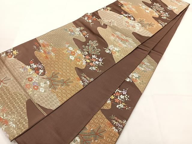平和屋着物◎六通柄袋帯 唐織 松竹梅 金糸 正絹 逸品 AABH5496uk