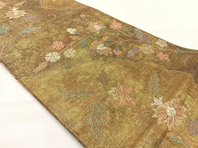 平和屋着物◎佐賀錦 六通柄袋帯 更紗花文 金糸 正絹 逸品 AABH5497uk