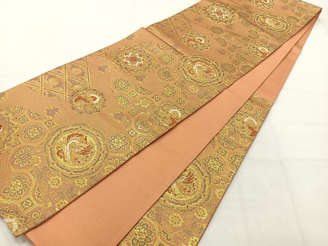 平和屋着物◎六通柄袋帯 唐織 万葉華文 金糸 正絹 逸品 AABH5504uk