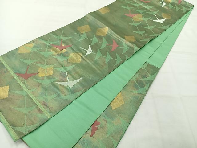平和屋着物◎西陣 服部織物謹製 六通柄袋帯 飛鶴文 金銀糸 正絹 逸品 AABH5517uk