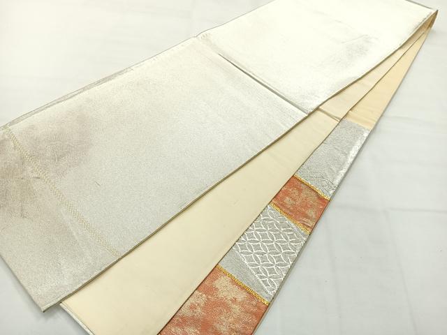 平和屋着物◎太鼓柄袋帯 駒刺繍 流水文 金銀糸 正絹 逸品 AABH5524uk
