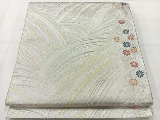 平和屋着物◎六通柄袋帯 唐織 流水花文 金銀糸 正絹 逸品 AABH5530uk