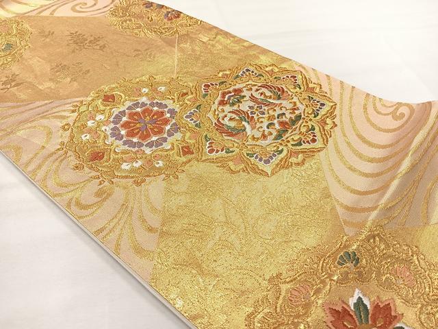 平和屋着物◎六通柄袋帯 唐織 流麗正倉華文 銀糸 正絹 逸品 AABH5541uk