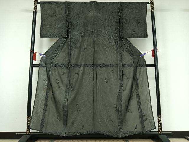 平和屋着物▽上質な小紋 無双 紗袷 紗×紗 舞葉文 正絹 逸品 AABH5566jh