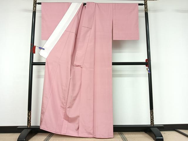 平和屋着物▽本塩沢 やまだ織 単衣 石竹色 証紙付き 正絹 逸品 AABH5571jh