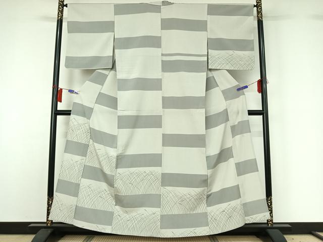 平和屋着物▽本塩沢 やまだ織 訪問着 染色作家 桐村博 単衣 薄文 正絹 逸品 AABH5575jh