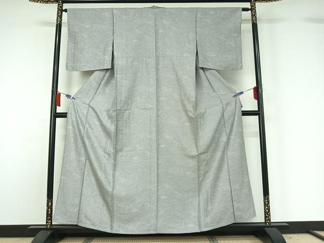 平和屋着物▽上質な小紋 単衣 墨流し文様 正絹 逸品 AABH5579jh