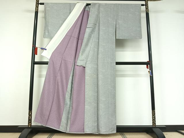 平和屋着物▽上質な小紋 単衣 墨流し文様 正絹 逸品 AABH5579jh