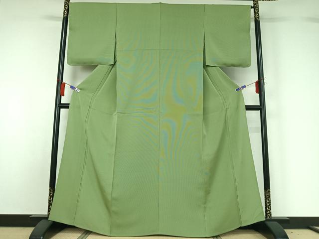 平和屋着物▽江戸小紋 単衣 作家物 華信 万筋 夏虫色×天鵞絨色 正絹 逸品 未使用 AABH5581jh