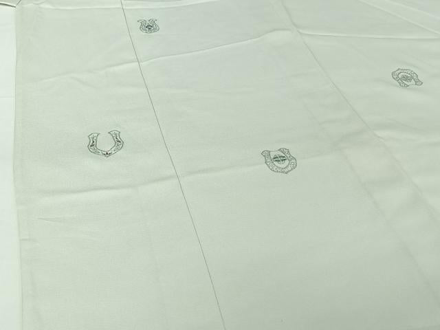 平和屋着物▽上質な小紋 単衣 飾花文 銀彩 正絹 逸品 AABH5584jh