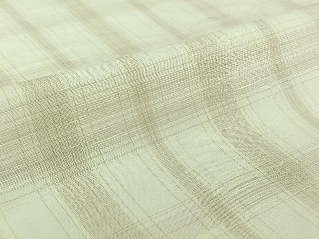 平和屋着物▽上質な紬 単衣 格子 正絹 逸品 AABH5592jh