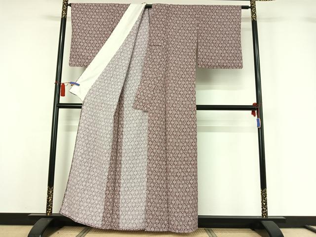 平和屋着物▽上質な小紋 単衣 正倉院花文 正絹 逸品 AABH5596jh