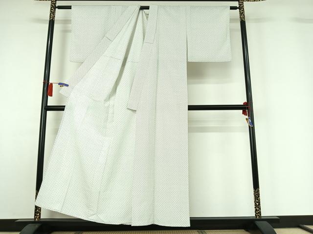 平和屋着物▽上質な小紋 単衣 幾何学文様 鬼しぼ縮緬 正絹 逸品 AABH5597jh